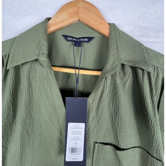 NWT Veronica Beard Trisha Tiered Shirt Green Dress with liner Button Down Size S - Picture 6 of 14